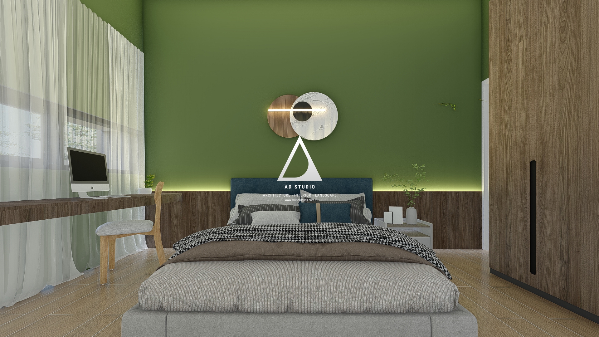 interior dengan keramik motif kayu