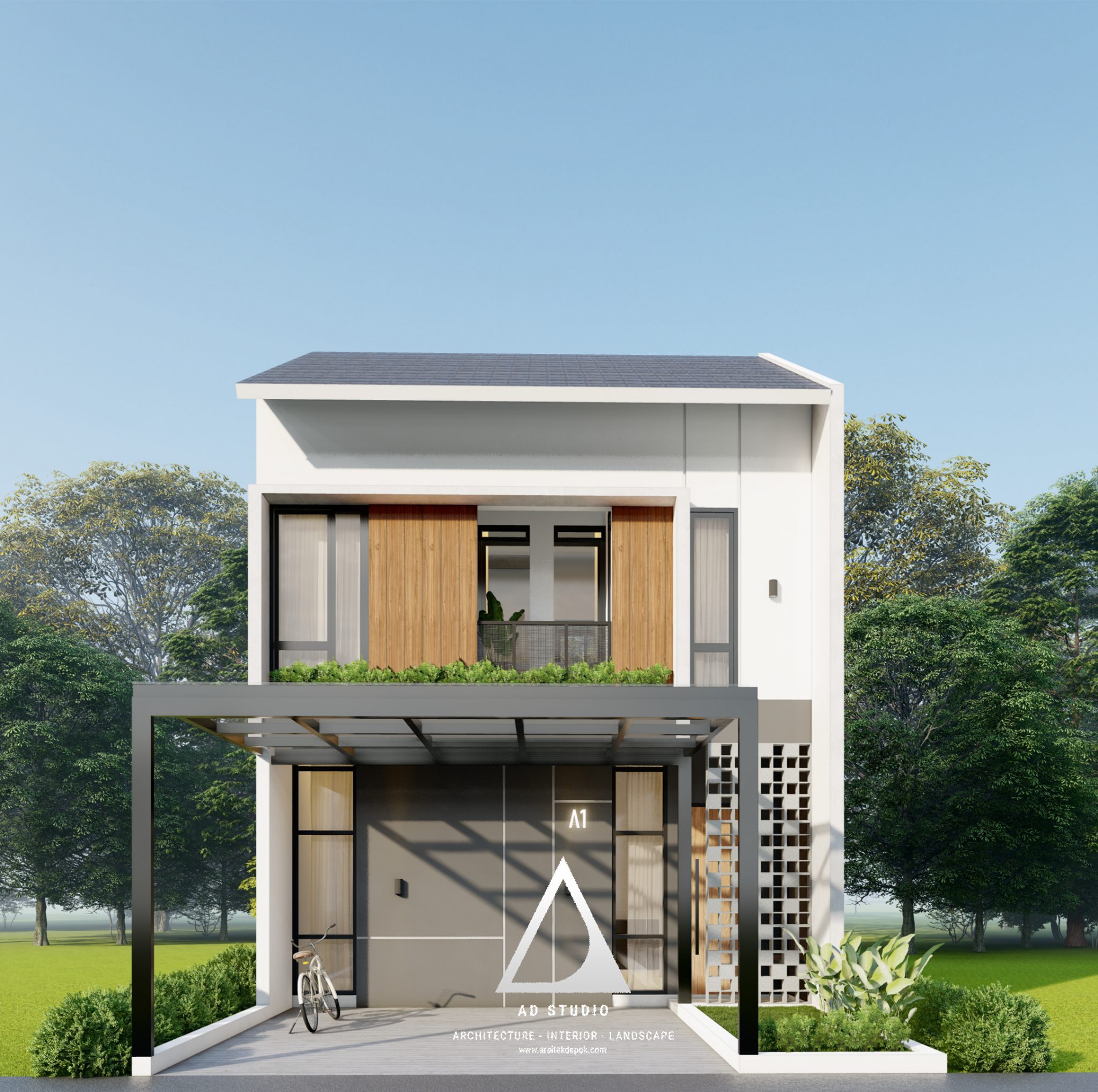 Inspirasi Desain Tampak Depan Rumah Minimalis 2 Lantai dengan Lebar 6 ...