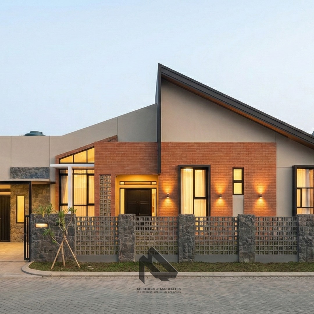 desain rumah modern 1 lantai di lahan 16 x 25 bata ekspos